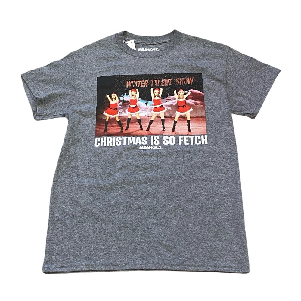 Mean Girls "Christmas is so Fetch" Tee Shirt T-Shirt Top Gray Size Small NWT